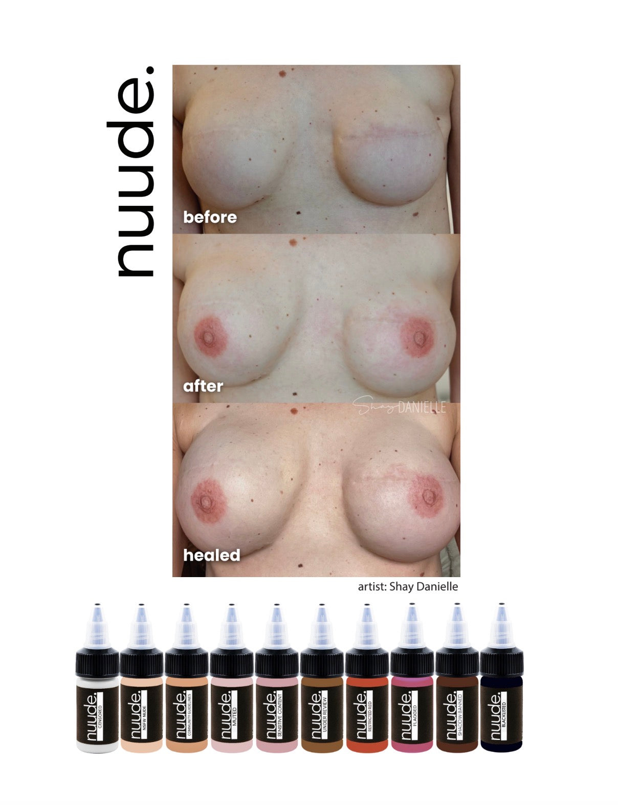 Nuude. Areola + Paramedical Tattoo Full Set of 10 (0.5oz)