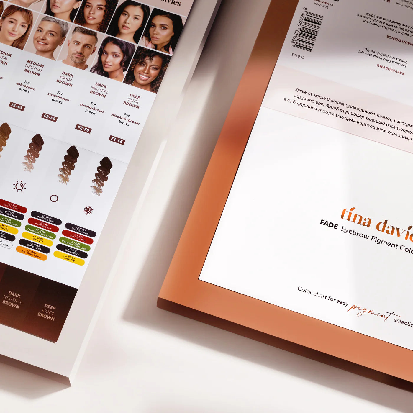 Tabla de colores de pigmentos para cejas FADE