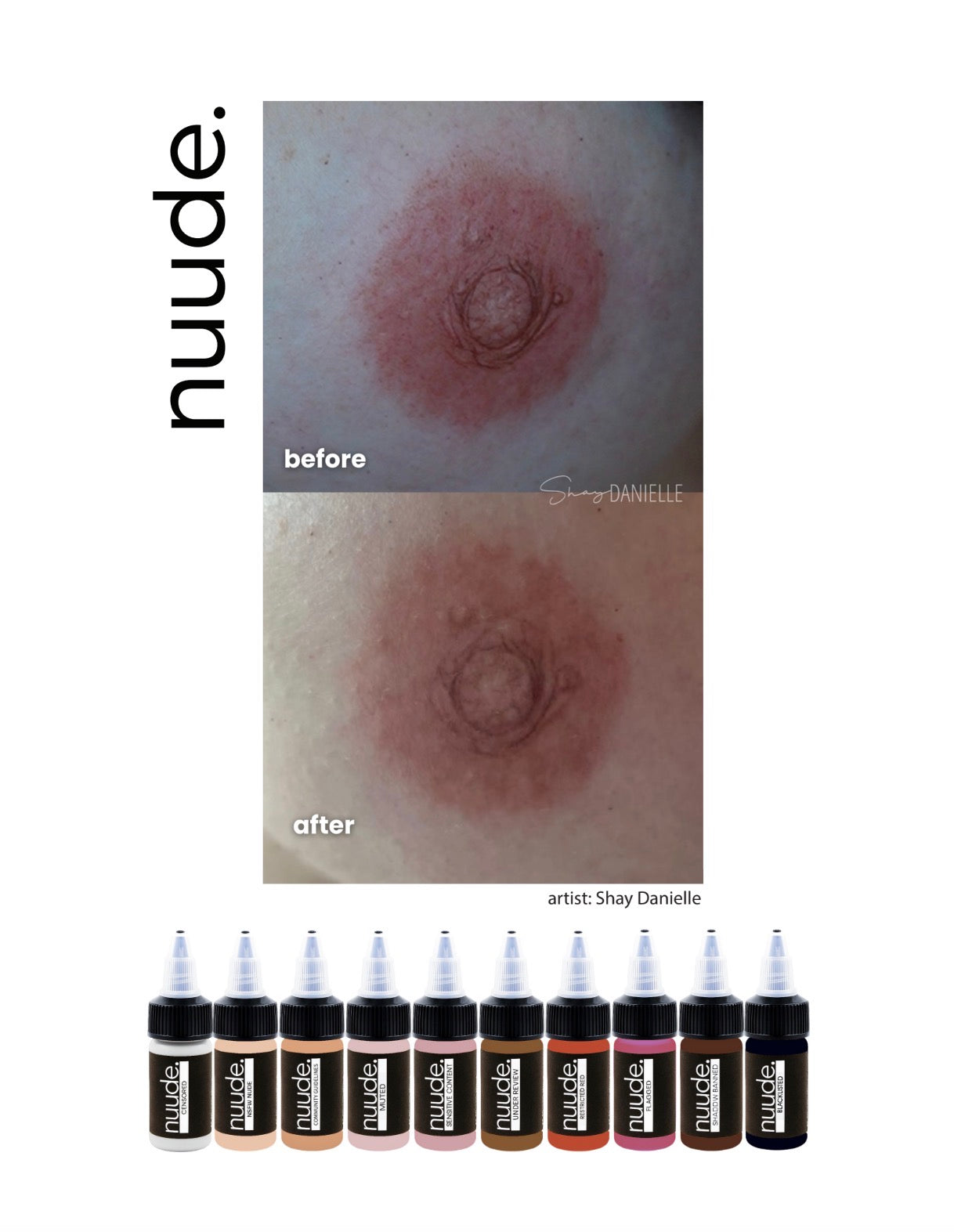 Nuude. Areola + Paramedical Tattoo Full Set of 10 (0.5oz)