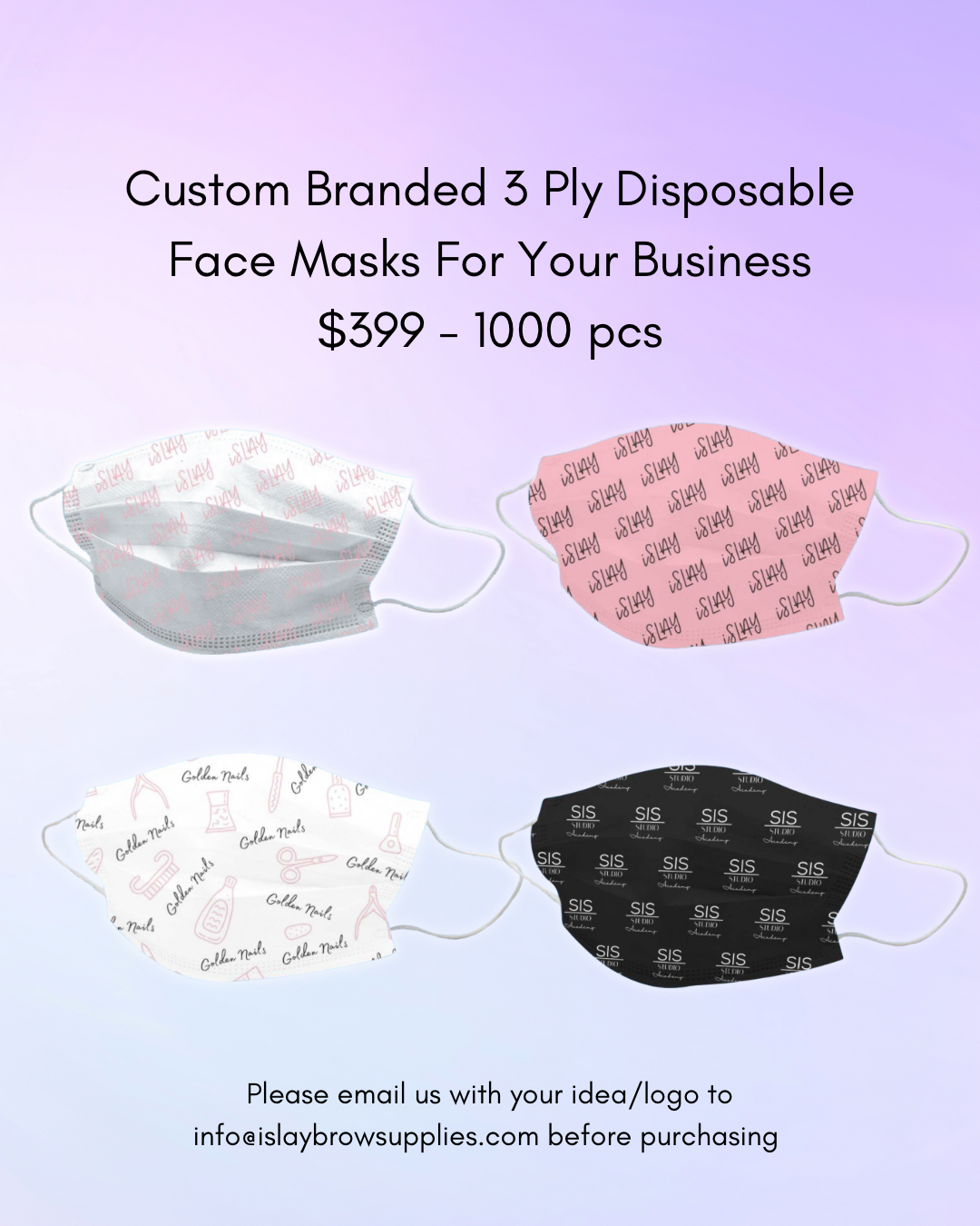Custom Branded Individually Wrapped Face Masks 1000 pcs