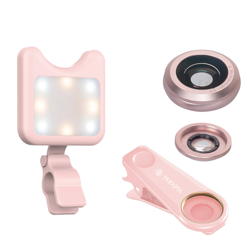 LENTE PARA SELFIE PHIXPIX "KITTY" 2 EN 1 ROSA