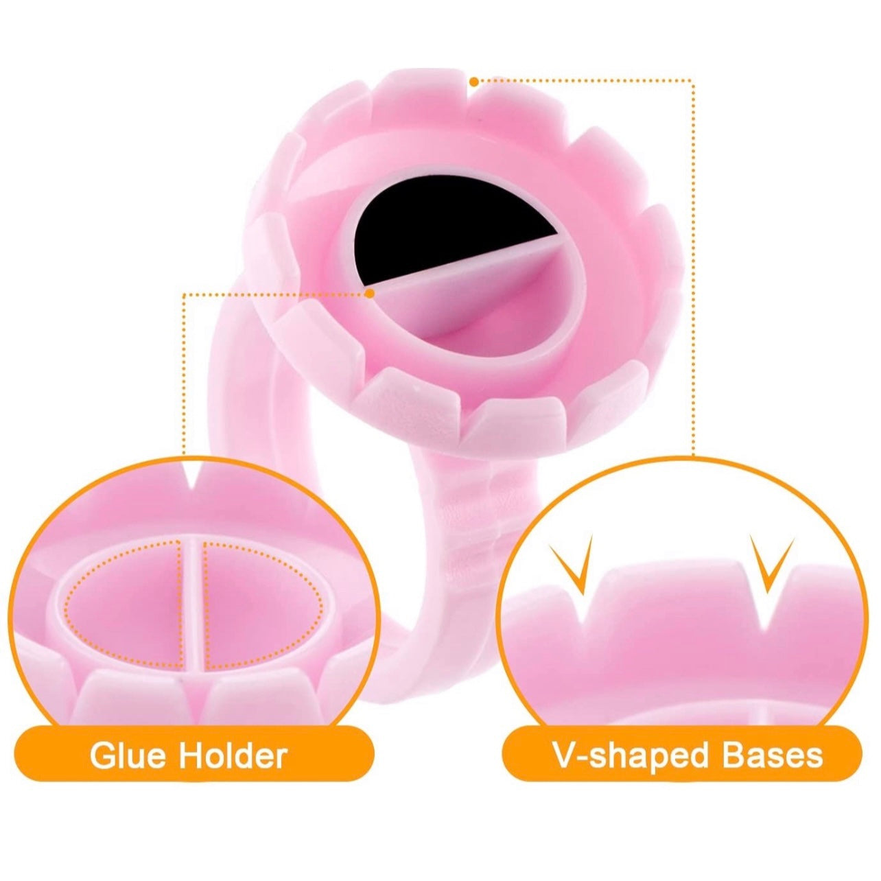 ANILLOS ADHESIVOS/PEGAMENTO COLOR ROSA FLORAL 100 UDS